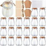 Teenyyou 20 Pack Glass Candle Jars for Making Candles 3.4 oz Small Clear Empty Glass Jars with Airtight Bamboo Lids Candle Wick