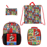 Super Mario Brothers 5Piece Backpack & Lunchbox Set