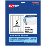 Avery Durable Waterproof Rectangle Labels, Sure Feed Technology, 9.75 x 1.25, 125 Total, Oil and Tear-Resistant Waterproof Label