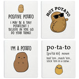 LARTSFRO Cute Positive Potato Swedish Dishcloths for Kitchen, 4 Pack Potato Gifts Swedish Dish Cloths Towels for Kitchen Bathroo