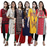 Pinkmint Printed Kurti for Women's Timeless Tradition Kurtis with a Classic Touch (Pack of 6)