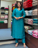 Gosriki Women'S Rayon Blend Straight Embroidered Kurta With Pant (Bloom Sky Blue-Gs_L_Sky Blue_Large),Sky Blue,,B0DK9NNJP7