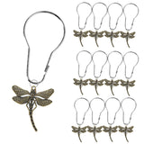 12 Pieces Shower Curtain Hooks Dragonfly Bathroom Shower Curtain Hooks Stainless Steel Shower Curtain Rings Decorative Shower Cu