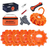Markstor 6-Pack LED Road Flare Car Emergency Kit,Magnetic Base & Hook Road Flares Safety Light With 9 Flashing Modes,Roadside Fl