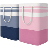 HomeHacks 2 Pack Large Laundry Baskets, Waterproof, Freestanding Laundry Hampers, Collapsible Clothes Hamper with Reinforced Han