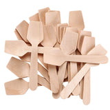 Gmark 4 Mini Wooden Spoons Pack of 200, Disposable Square End Tasting Spoon, Sampling Yogurt Spoon Ice Cream Spoon, Biodegradabl