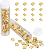 NBEADS About 226 Pcs 2 Hole Half Beads, Golden 2-Hole Spacer Rectangle Mini Japanese Glass Seed Beads for Christmas Jewelry Maki