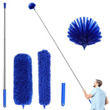 ZZ LAZYCOTTAGE Duster, Microfiber Dusters with 2 Handle Sets, Durable 15-100 Inches Long Telescopic Rod, Washable, Feather Duste