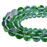 Asingeloo 60PCS 6mm Gemstone Green Angel Aura Round Stone Polished Mermaid Aura Moonstone Bead Smooth Stone Loose Beads Crystal