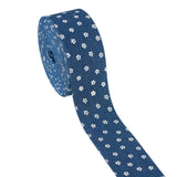 Elecrelive 5.4 Yards Blue Denim Ribbon Flower Pattern Jean Fabric 40mm Cloth Ribbon for Gift Wrapping Applique Sewing Craft Part