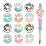 Framendino, 12 Pack Donut Focal Beads Acrylic Doughnut Spacer Bead for Pen DIY Keychain Jewelry Charms 6 Colors