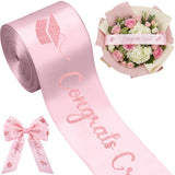 Zeyune 10 Yards Glitter Graduation Ribbon 2 Inch Class of 2026 Pink Ribbon Craft Congrats Grad for Flower Bouquet Gift Wrapping