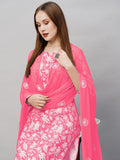 Anni Designer Women'S Cotton Blend Straight Printed Kurta With Pant & Dupatta (Mei Pink-Nw_S_Pink_Small),Pink,S,,,