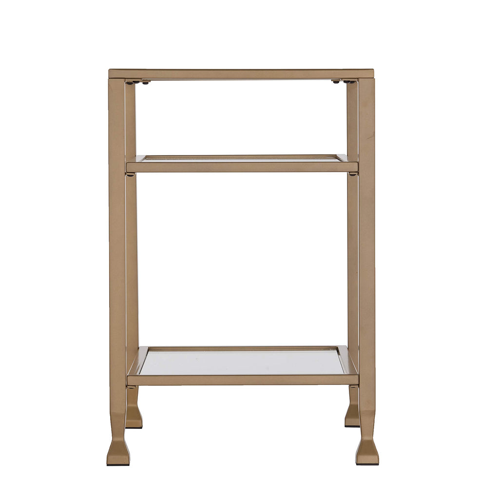 Sei Furniture Jaymes Metal & Glass 3-Tier End Table, Soft Gold