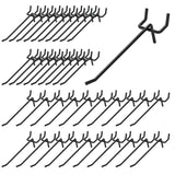 Waltool 40Pcs 4 /100mm Stainless Steel Pegboard Display Hooks Bulk Set, Black Garage Organization Peg Wall Hook Metal Slatwall P