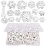 120 Gram Bright Silver Bead Caps Filigree Flower Caps Bali Style Loose Spacer Beads for DIY Earrings Bracelet Jewelry Making Sup