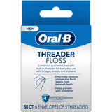 OralB Threader Floss 30 Count: 6 Envelopes of 5 Threaders (Pack of 5)