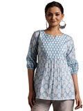 Libas Women'S Cotton Printed Straight Kurti (26848R_Blue
