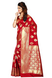 Sugathari Womens Banarasi Saree Pure Kanjivaram Silk Saree Soft New Ladies 2023 Design Wear Pattu Sarees Latest Cotton Party Sari Collections With Blouse Piece For Wedding Sadi (Pari 6 Red)