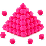 HHCFAST 96Pcs Hexagon Silicone Beads, 14mm Polygon Silicone Beads for Keychain Making, Pens and Bracelet Making(Hot Pink)