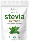 Pure Organic Stevia Powder, 8 Ounces, 1418 Serving, High Grade Stevia Green Leaf Extract Reb-A, Reduced Bitter Aftertaste, 0 Cal