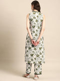 Smowkly V-Neck Sleeveless Kurta For Women (1434_Dgrn_L)
