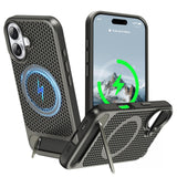 ZHOGTNEG for Magnetic Heat Dissipatio case for iPhone 17, for MagSafe, Cooling Drop Protection, Adjustable Kickstand case, Ice A