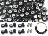 Black European Large Hole Beads for Jewelry Making - 110pcs 14mm Beadable Spacer Beads for Pens - Rondelle Slide Charm Beads for