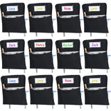 Maitys 12 Pack Canvas Chair Pockets for Classrooms 17 x 20 Inches Large Students Chair Bags with Name Tag Seat Pocket for Keepin