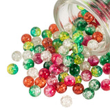 PH PandaHall 200pcs 8mm Christmas Crackle Glass Beads, Red Green Beads Round Handcrafted Loose Bead Baking Painted Crackle Bead