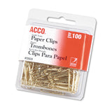 ACCO 72533 Paper Clips, Metal Wire, 2, 1 1/8Inch, Gold Tone, 100/Box