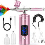 Airbrush Kit with Compressor 48PSI High-Pressure, Non-Clogging Air Brush Set Cordless Rechargeable with 0.3mm Nozzle and Cleanin