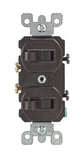 Leviton 107052240SP Combo 2Single Pole Switch, Brown
