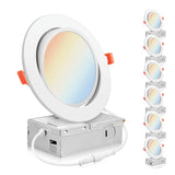 PARMIDA (6 Pack) 6 Inch 5CCT Ultra-Thin LED Adjustable Gimbal Recessed Lighting with J-Box, 2700K/3000K/3500K/4000K/5000K 5 Colo