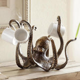 Decorative Octopus Mug Holder, Resin Material, Bronze Color, 9.8 x 6.3 inches, Coffee Cup Display Stand