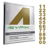 iSYFIX Gold Vinyl Numbers Stickers - 5 Inch Self Adhesive 2 Sets - Premium Decal Die Cut & Pre-Spaced for Mailbox, Signs, Window