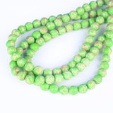 ALZLDYS 93pcs 4mm Natural Green Genuine Sea Sediment Jasper Smooth Imperial Jasper Beads Round Spacer Loose Stone Beads for Jewe