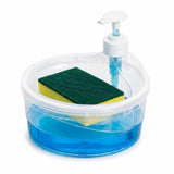 GRIYOO 2in1 Liquid Soap Dispenser with Pump and Sponge for Kitchen Sink | Refillable Dishwashing Soap Container with Scrubber