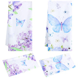Tatuo 2 Pcs Lilacs Butterfly Hand Towels for Bathroom 19.7 x 27.6 Inch Purple Floral Bath Towels Spring Kitchen Towels Decorativ