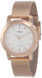 Timex Analog Watch For Women With Silver Round Dial & Rose Gold Stainless Steel Bracelet Band Water Resistant Women'S Wrist Watc