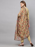 Anni Designer Women'S Cotton Blend Straight Printed Kurta With Pant & Dupatta (Authentic Beige_3Xl_Beige_Xxx-Large),Beige,3XL,Cotton Blend,Regular,1 Kurta and 1 Pant with Dupatta