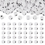 FASHEWELRY 150Pcs Vowel Letter Large Hole Acrylic Beads Cube 10mm Square Alphabet Beads A E I O U for Friendship Bracelets Neckl