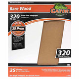 Gator 9 x 11 Bare Wood Sanding Sheets, 320 Grit, 25 Pack