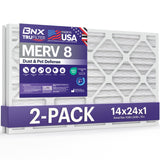 BNX TruFilter 14x24x1 Air Filter MERV 8 (2-Pack) - MADE IN USA - Dust & Pet Defense Air Conditioner HVAC AC Furnace Filters for