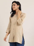 Libas Women'S Cotton Blend Solid Straight Kurti (29662_Beige_L)