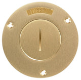 Hubbell Wiring Systems S2925 Brass Round Floor Box Single Receptacle Single Service Cover, 37/8 Diameter, 21/8 Opening
