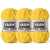 3 Pack Golden Yellow Fluffy Chunky Chenille Crochet Yarn, Baby Yarn for Crocheting Soft Blanket, Bulky Velvet Yarn (100g/54.8yds