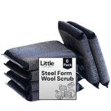 Little Life List Steel Form Scrub Sponges, Scrubber Pad for Cleaning Kitchen, Utensils, Vessels, Tile and Car, Grey, Pack of 6