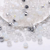 200PCS 6MM Crystal Glass Beads for Jewelry Making White Series Rondelle Facted Crystal Glass Beads for Bracelet Making Round Gla