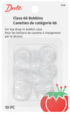 Dritz Class 66 Reusable, 10 Count, Clear Plastic Bobbins
